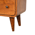 Solid Wood Mini Curved Chestnut Chest, 3-Drawer, Nordic Legs