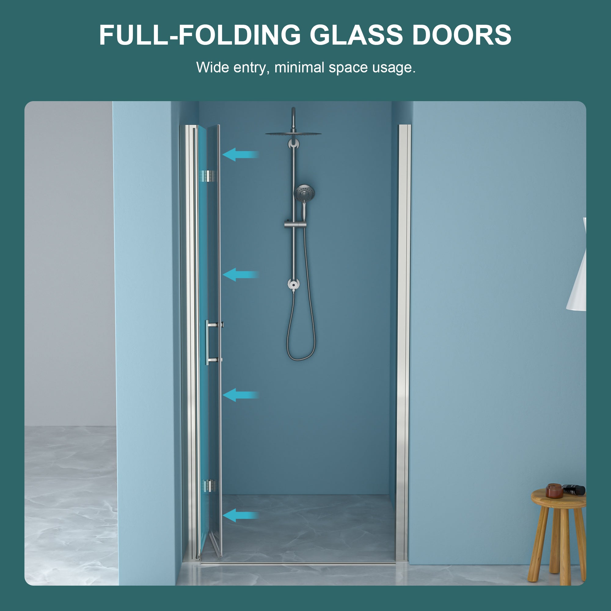 36"W x 72"H Fold Frameless Shower Door