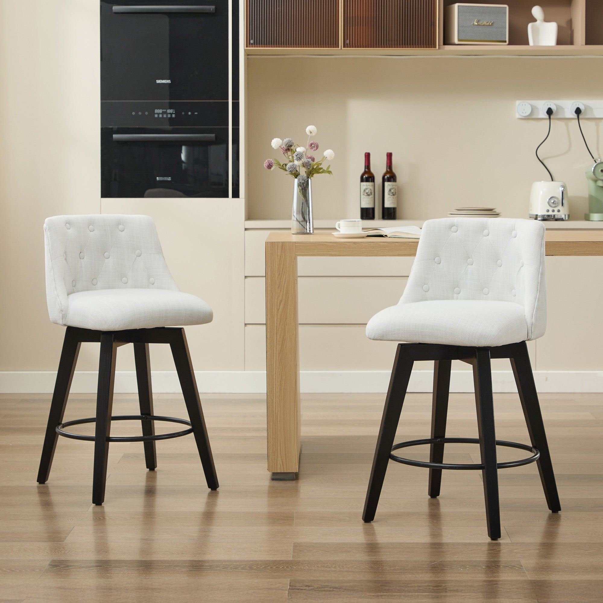007-360° Swivel Bar Stools Set of 2