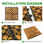 12 in. x 12 in. Acacia 12 Slats Checker Deck Tiles – 30 Pieces