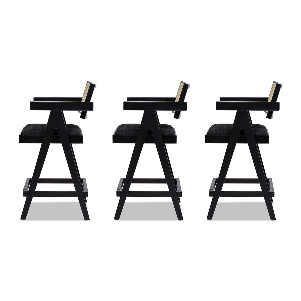 Milan 25.5" Modern Resin Webbing Back Bar Stool Set of 3