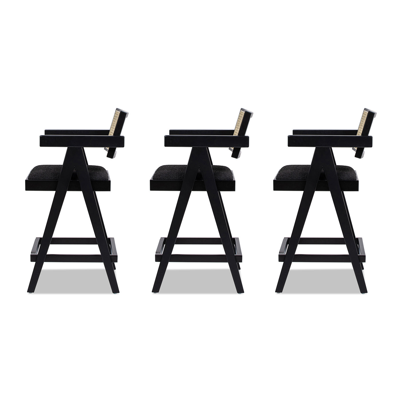 Milan 25.5" Modern Resin Webbing Back Bar Stool Set of 3