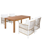 TOPMAX Patio 5pcs Wooden Dining Table Set