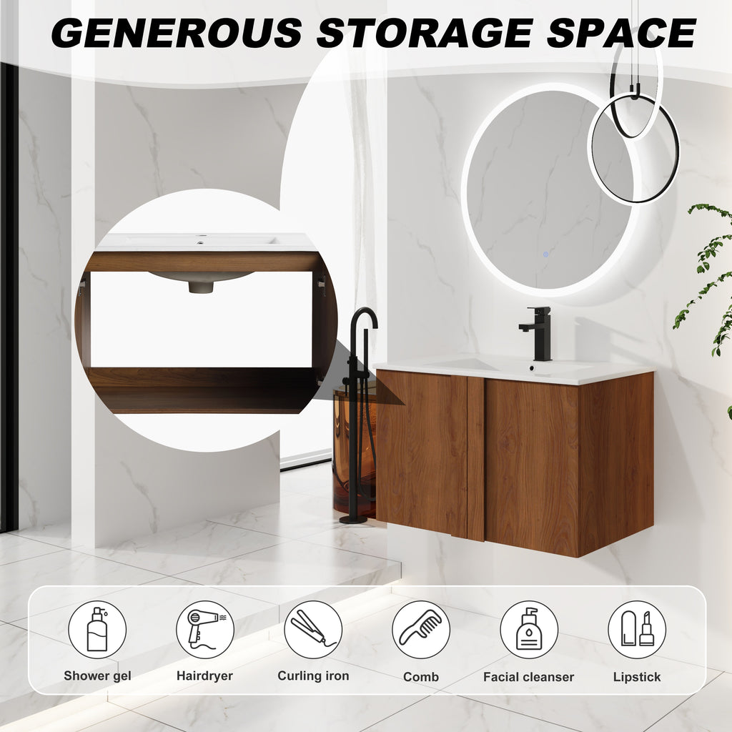 30" Wall-Mounted Bathroom Vanity with Sink Combo
