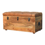 Solid Wood Buffalo Hide Oak-ish Storage Trunk