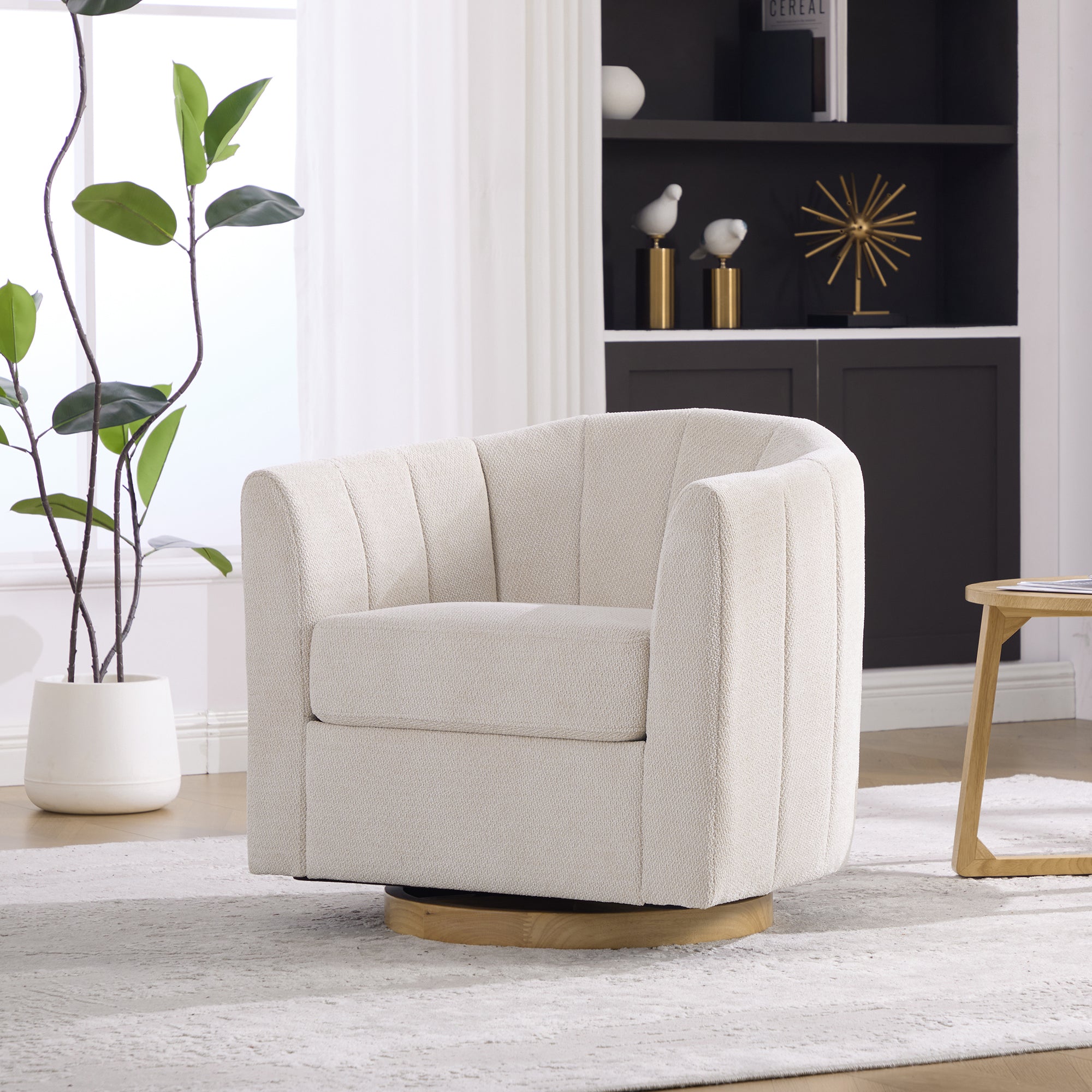31.1'' Wide Upholstered Chenille Swivel Barrel Chair