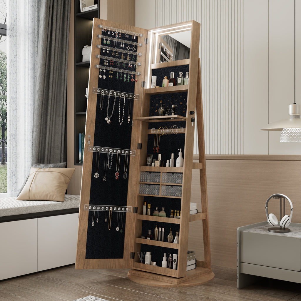 360° Swivel Jewelry Cabinet with Full Length Mirror