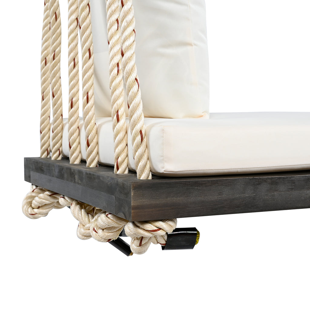 TOPMAX Patio Wooden Swing Chair, Hanging Porch Swing Bench