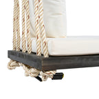 TOPMAX Patio Wooden Swing Chair, Hanging Porch Swing Bench