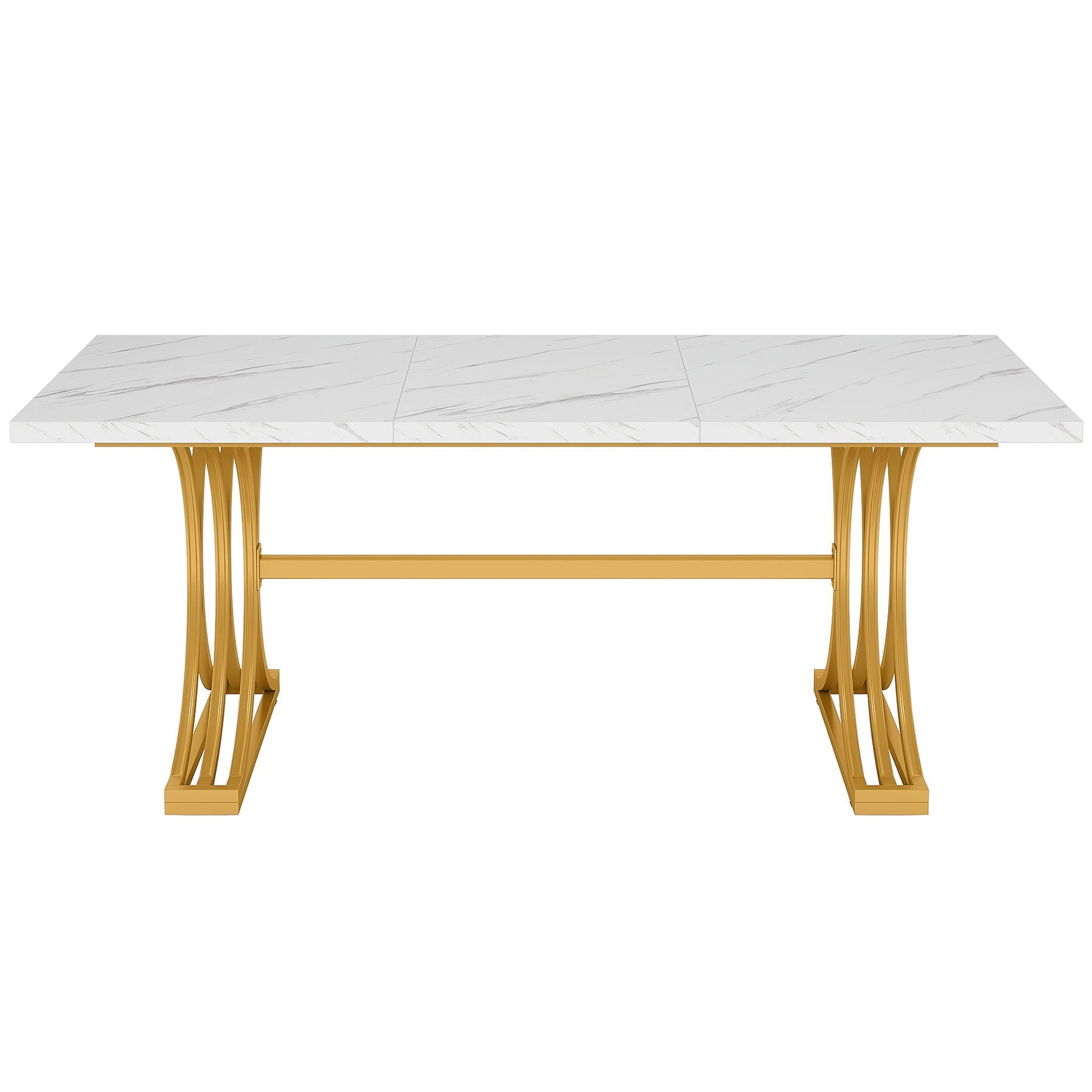 Executive Desk With X-Legs, Sturdy Office Workstation For Home Office - White / Gold