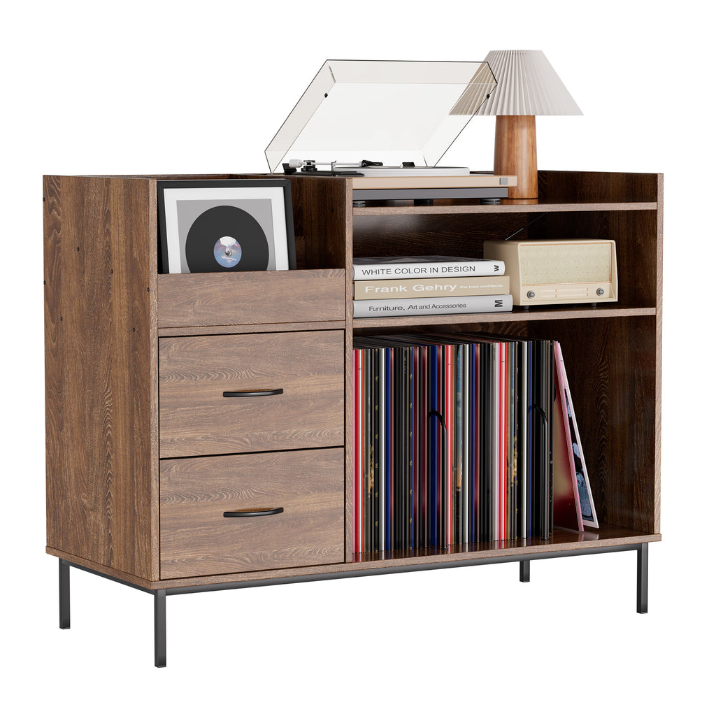 Record Player Stand with Storage for 500+ Albums