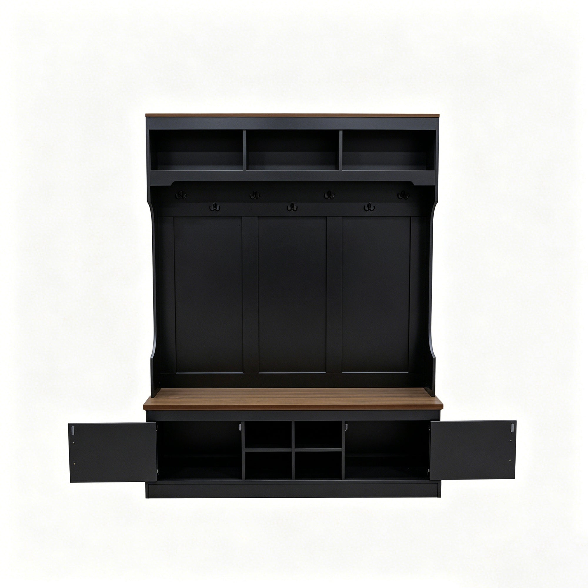 Vibe Haus 71"H Farmhouse Hall Tree with Bench and Shoe Storage