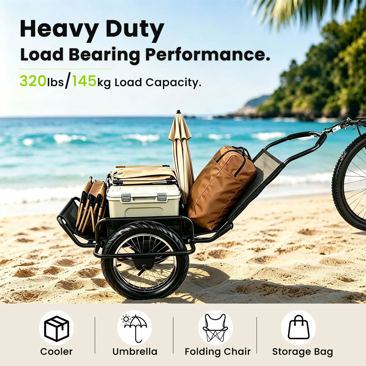 Bike Cargo Trailer with Heavy-Duty Load Capacity