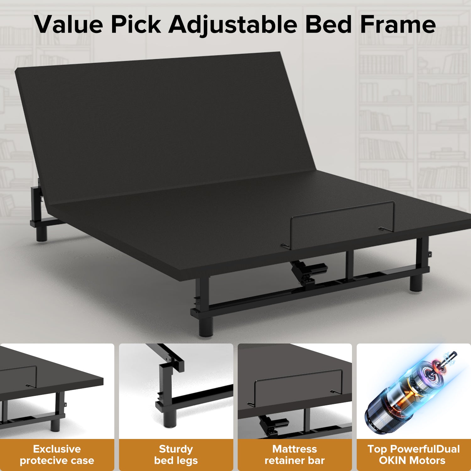 Adjustable Bed Base Frame with Head and Foot Incline