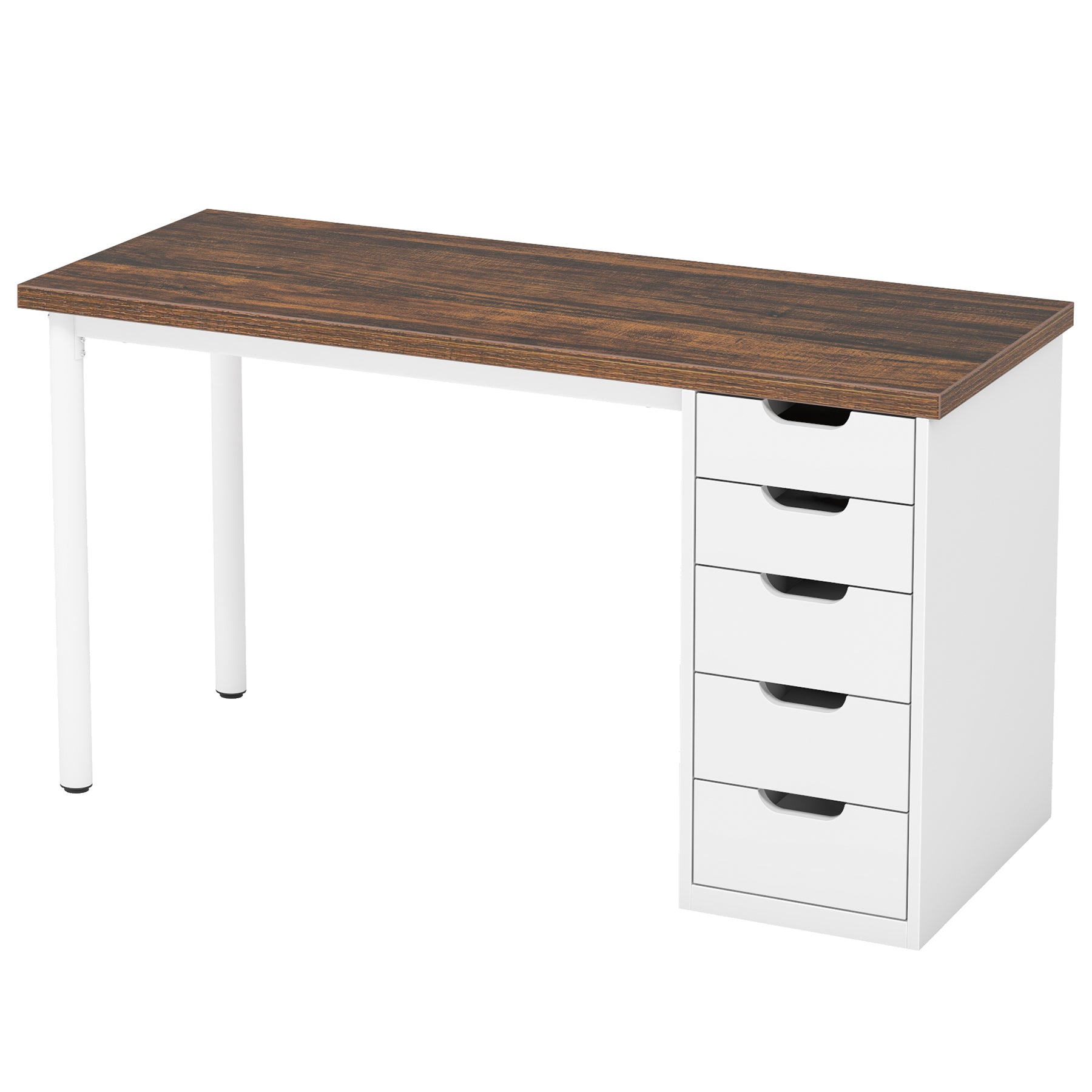 Computer Desk with 5 Drawers - 47 Inch Rustic Design