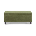 Storage Ottoman with Flip-Top Lid, Easy Assembly, Boucle Fabric & Rubber Wood Legs, Retro