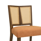 Rattan Dining Chair Without Arm (Walnut + Caramel) Set of 2