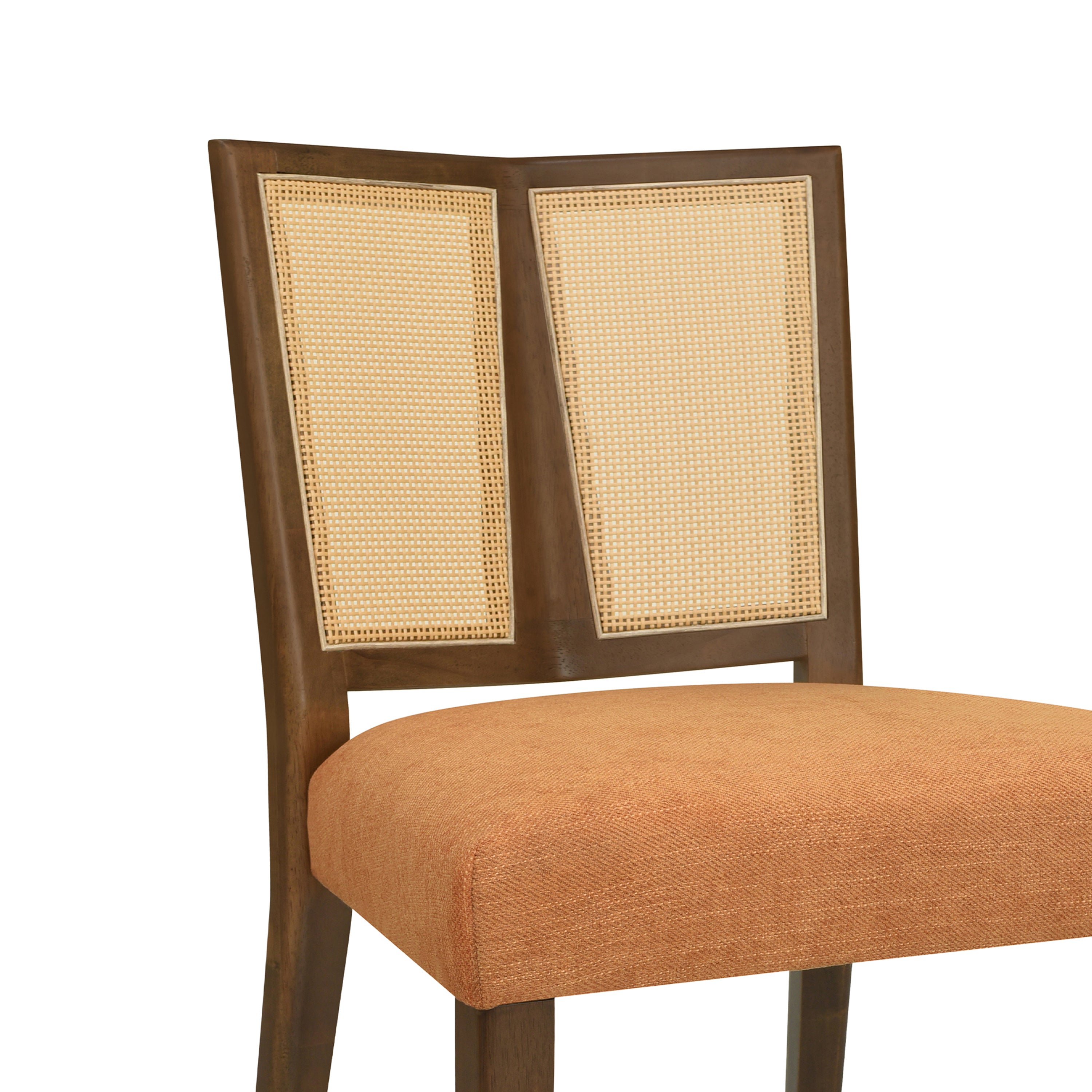 Rattan Dining Chair Without Arm (Walnut + Caramel) Set of 2