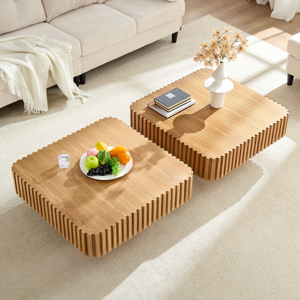 2PCS Set Modern Handcraft Drum Coffee Table