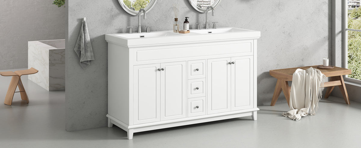 60" Bathroom Vanity with Resin Double Sinks