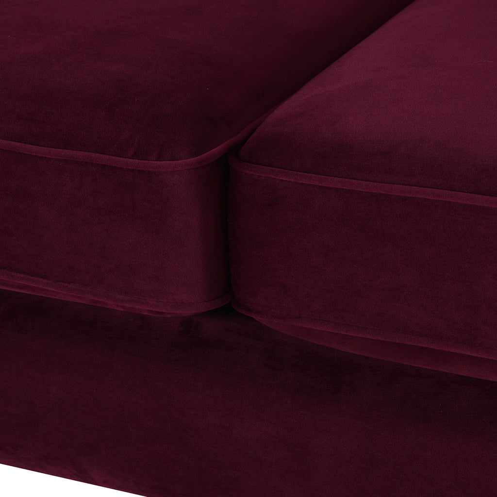 Jack 84" Modern Tuxedo Tufted Sofa, Burgundy Velvet