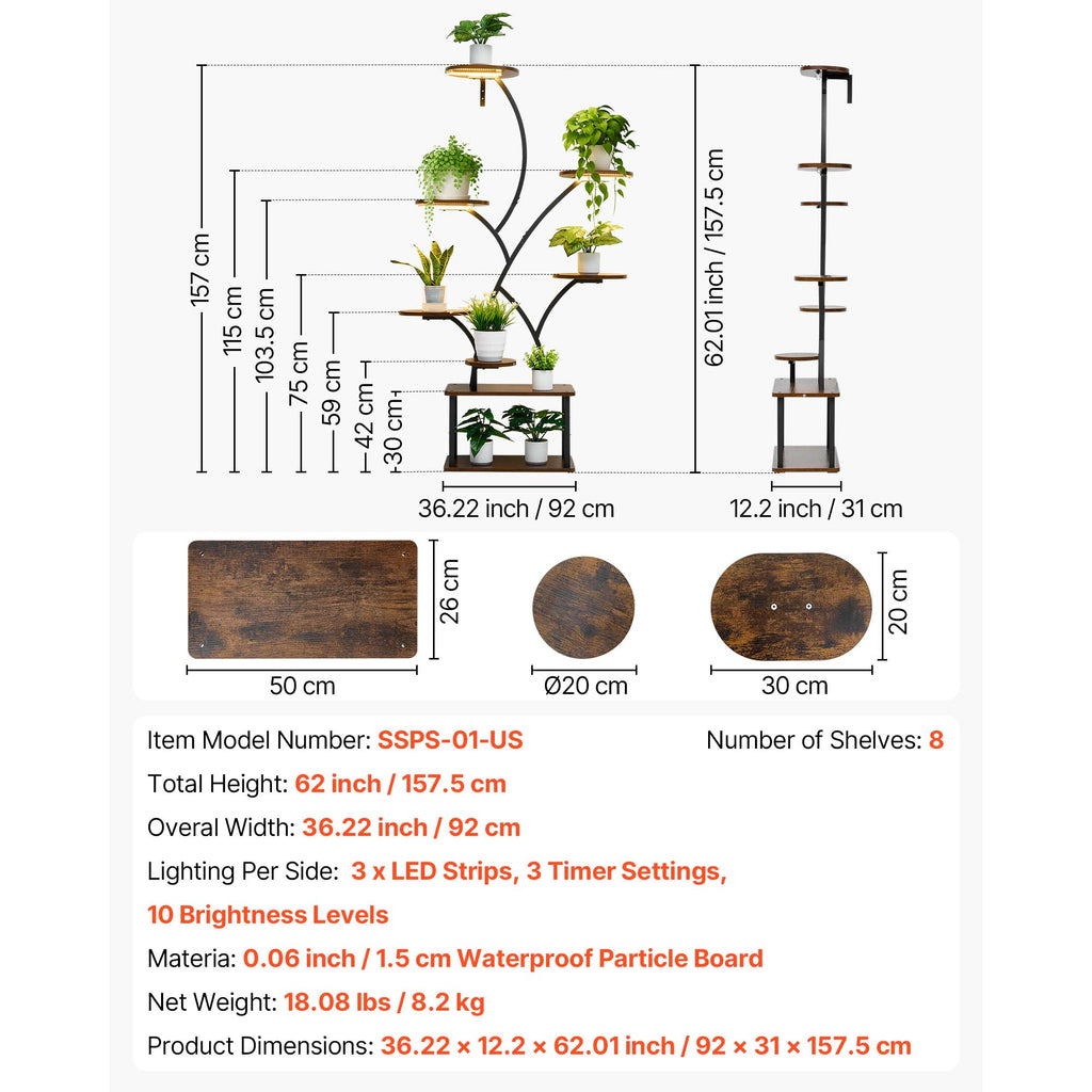 Indoor Plant Stand with Grow Lights
