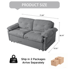 Convertible Pull-Out Queen Sleeper Sofa, 3-in-1 Design