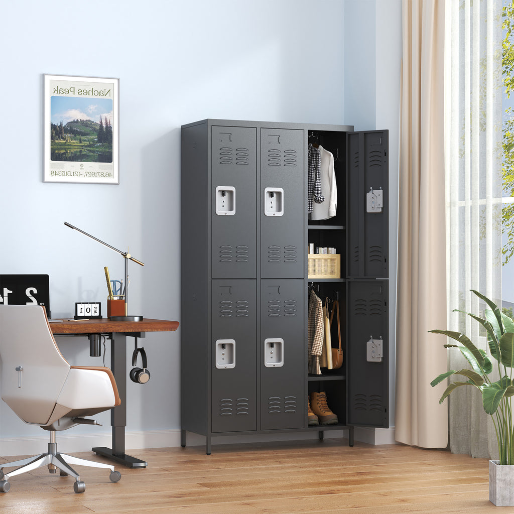 6 Door 72"H Metal Lockers With Lock for Employees