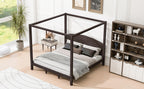 King Size Canopy Platform Bed with Headboard and Support Legs