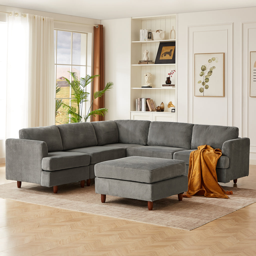 Modern Modular Sectional Couch - 6 Seaters Sleeper Sofa