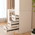 White Computer Desk with 4-in-1 Socket and Storage