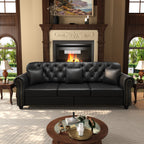 Upholstered Faux Leather Sofa with Nailhead Trim