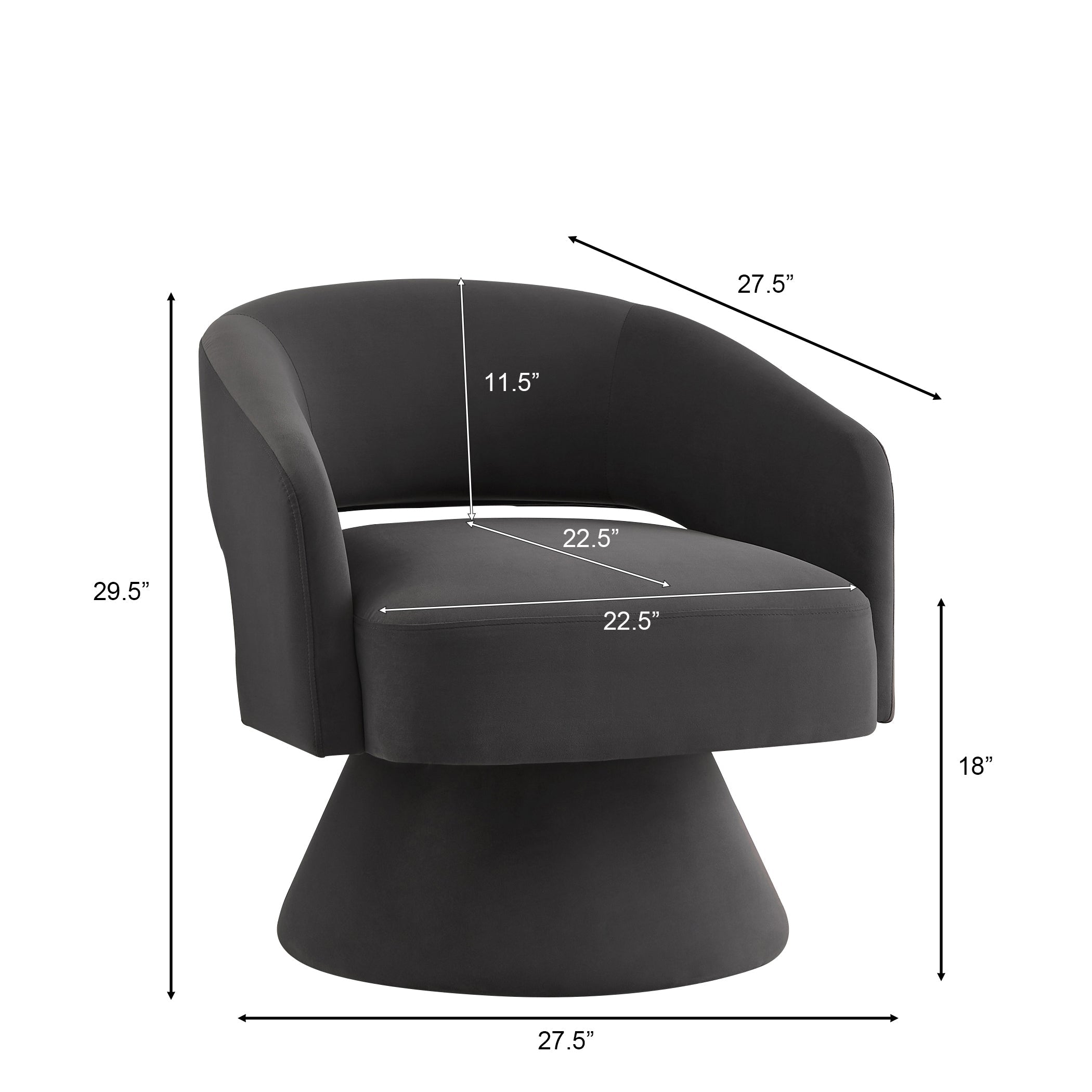 Modern Swivel Barrel Chair Upholstered Velvet Accent Chair