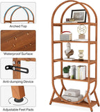70.8" 5-Tier Modern Brown Arched Open Bookshelf