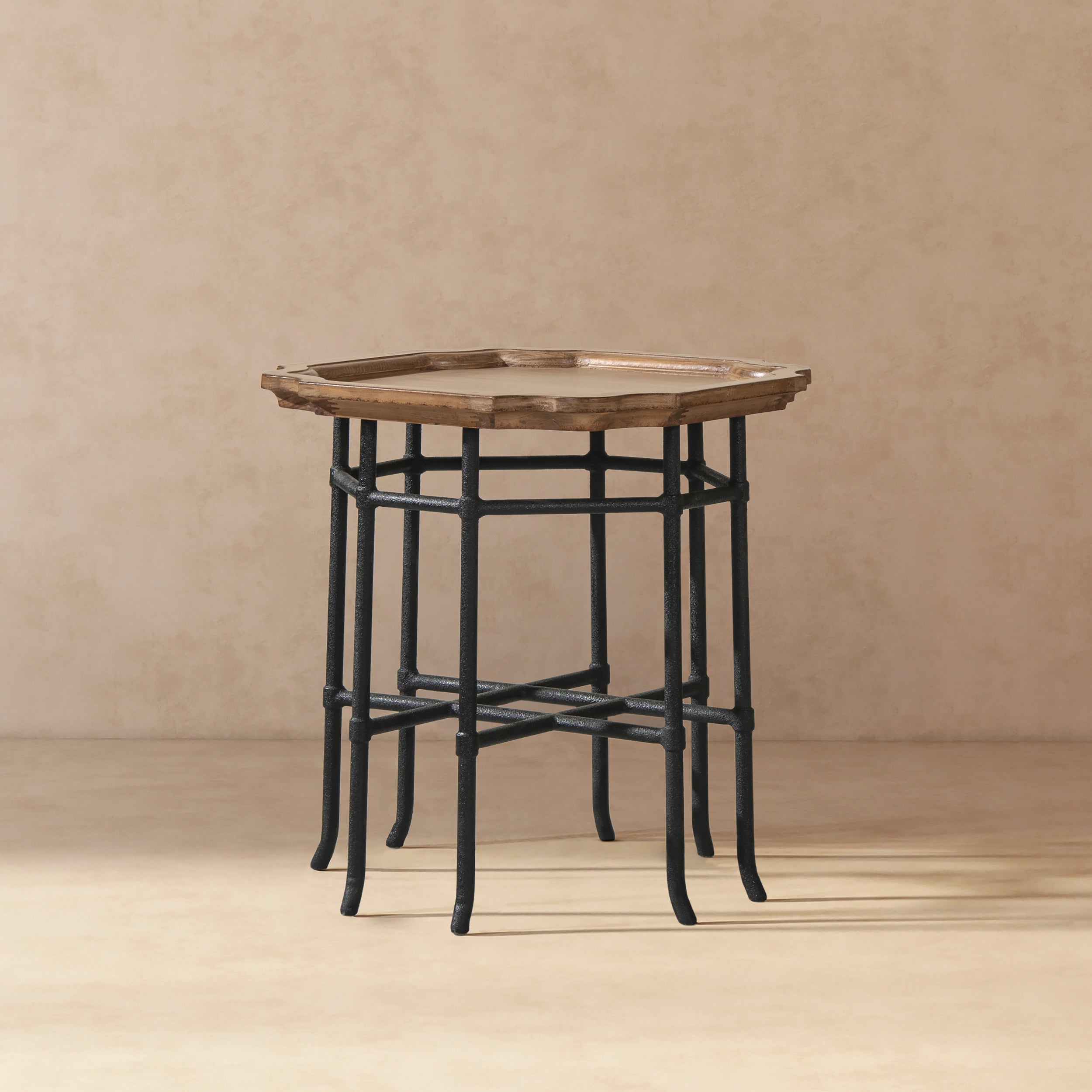 Foundry 24" Square Reclaimed Pine Wood & Iron Side Table