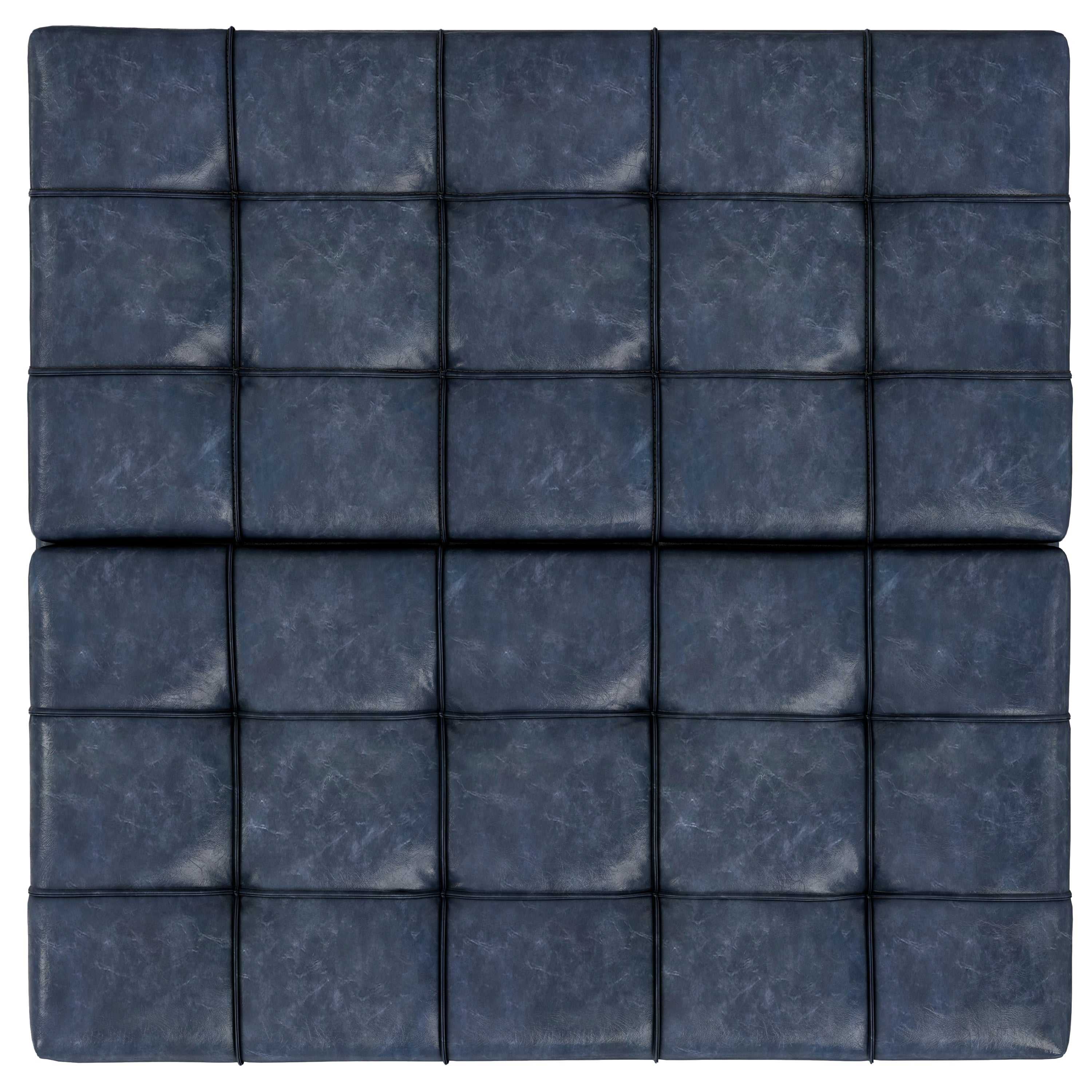 Harrison 40 Inch Wide Large Square Coffee Table Storage Ottoman in Denim