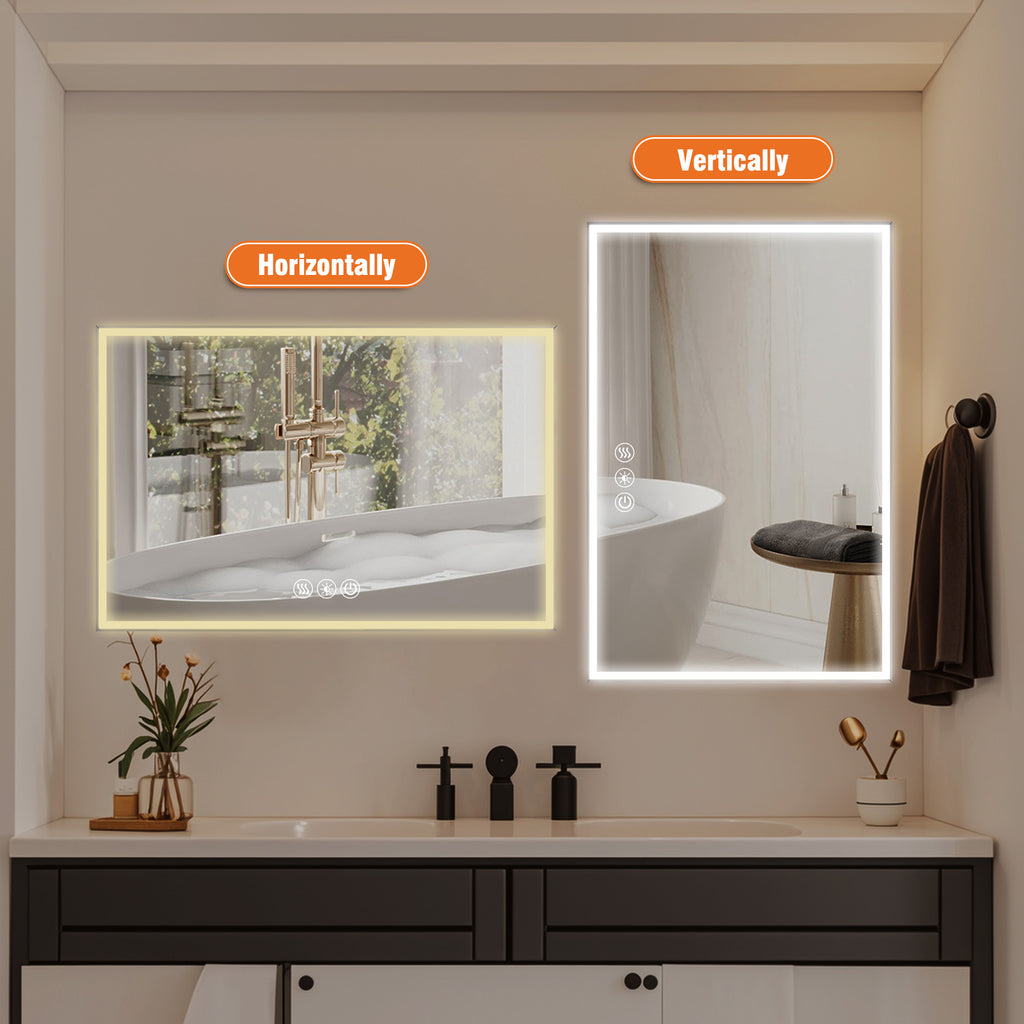 48" x 32" LED Bathroom Mirror with Brushed Aluminum Frame