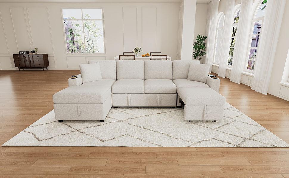 109.1" Sectional Sofa Convertible Pull-out Sofa Bed