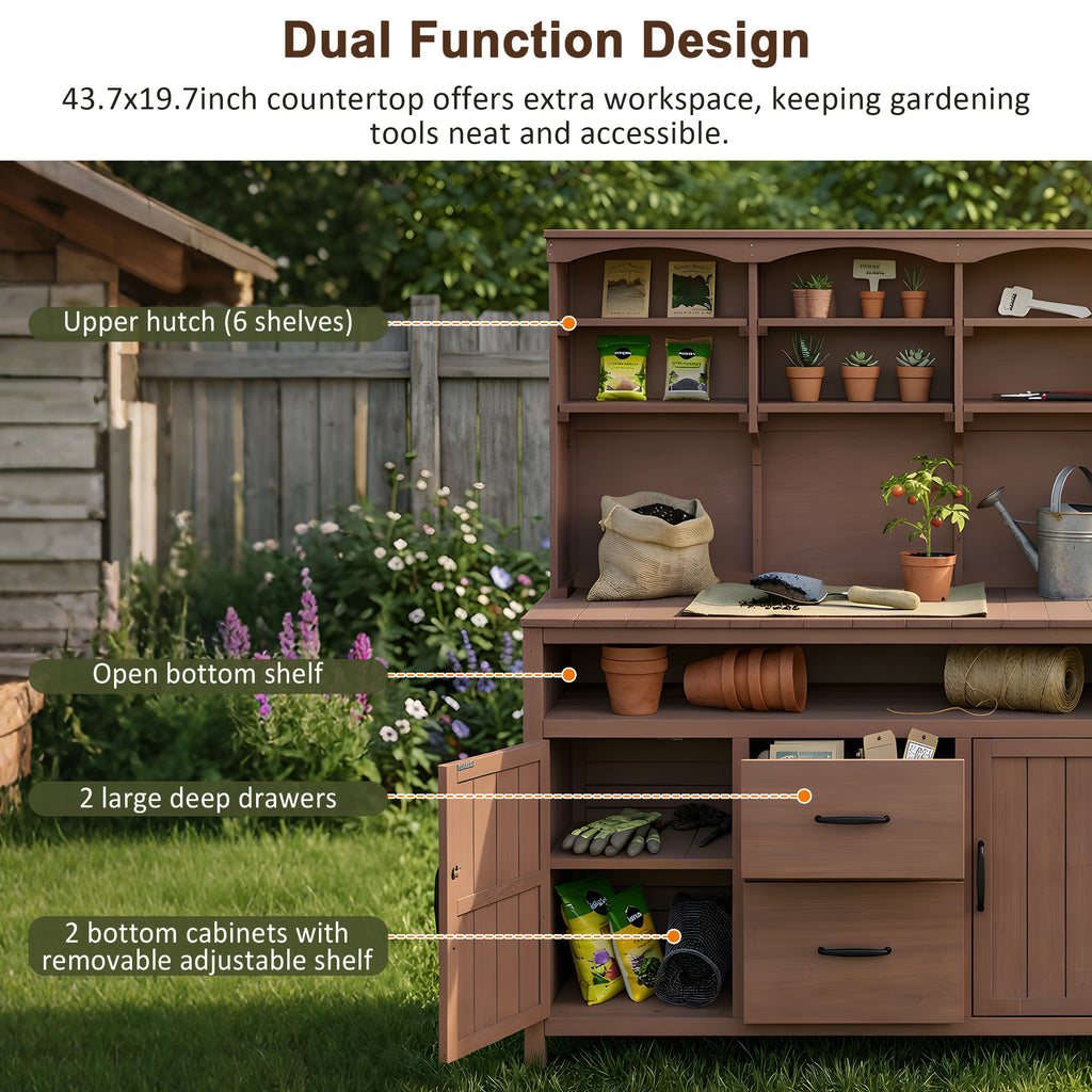 TOPMAX Large Fir Wood Potting Bench