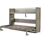 Twin XL Size Murphy Bed with Desk, LED Light and USB Charging Station