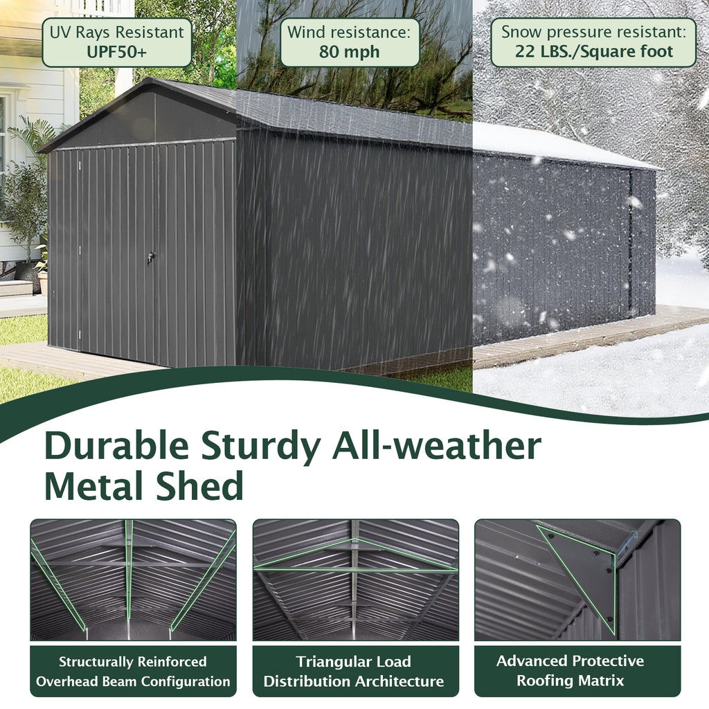 12x15FT Outdoor Metal Garage Shed