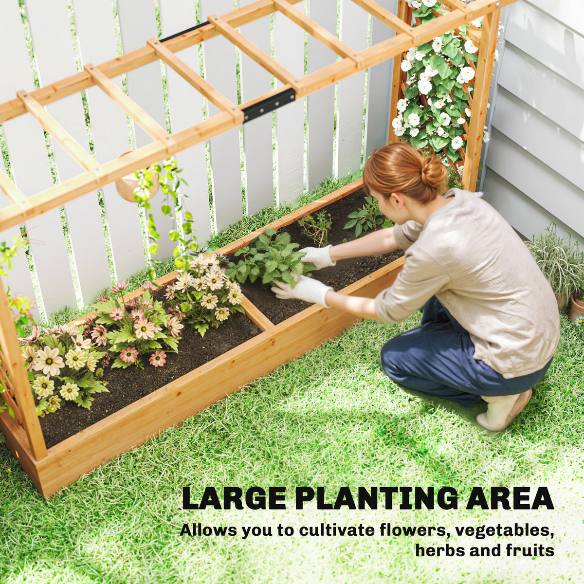 Outsunny Raised Garden Bed with Trellis