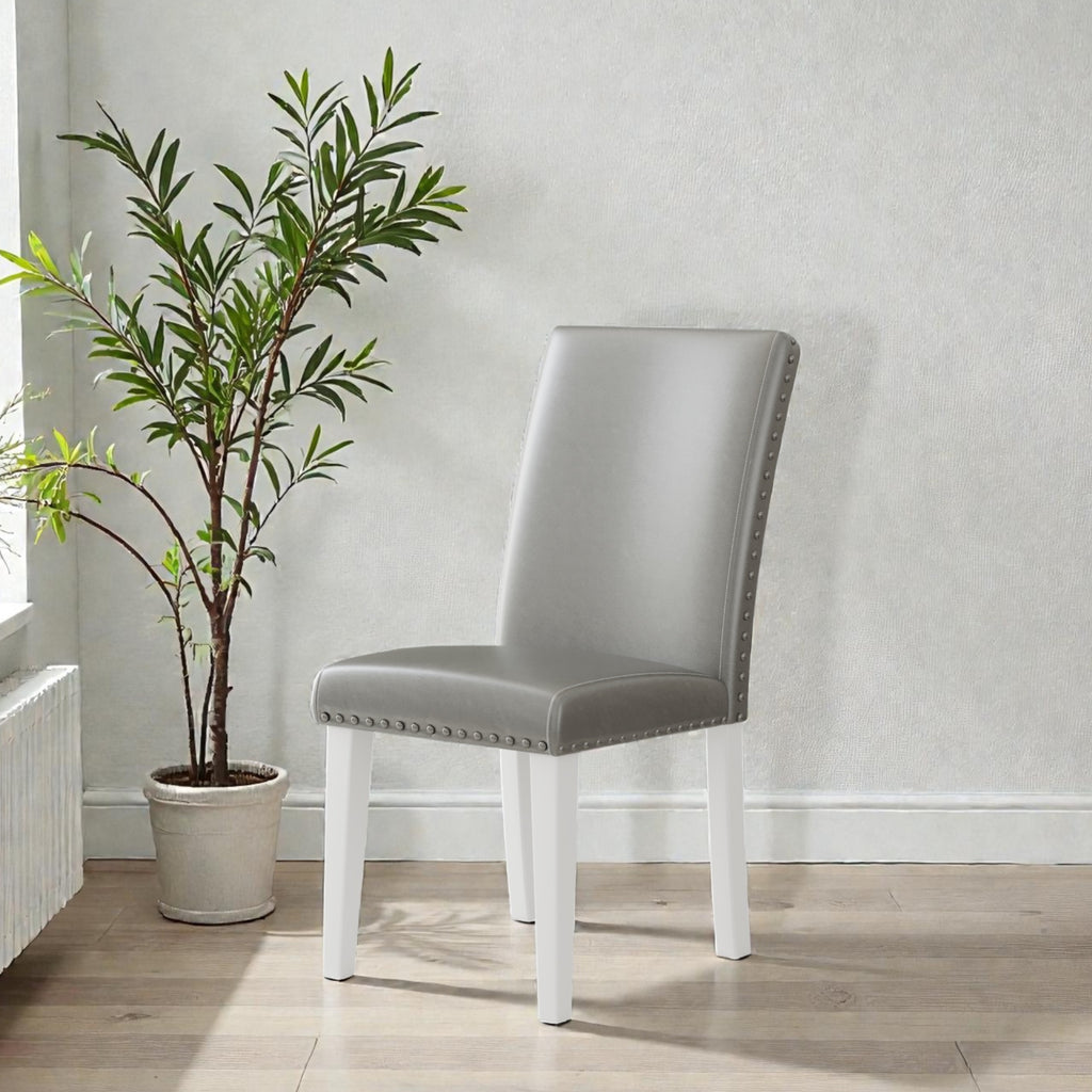 Upholstery Dining Chair Set - Silver and White