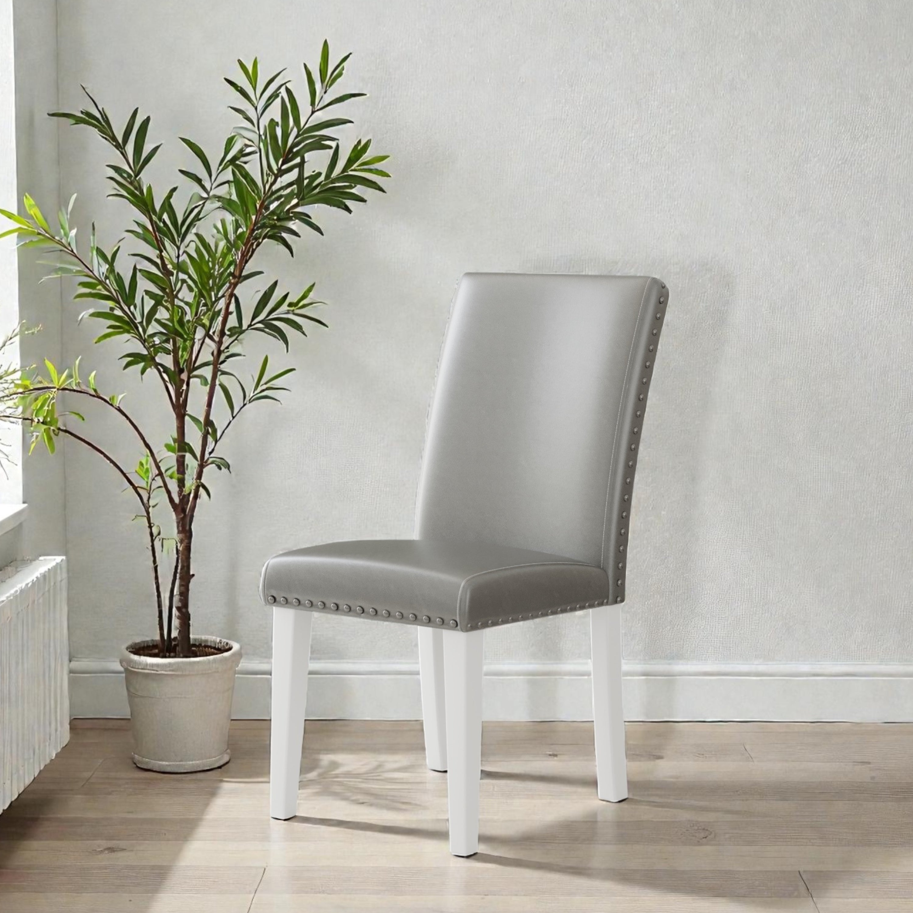Upholstery Dining Chair Set - Silver and White
