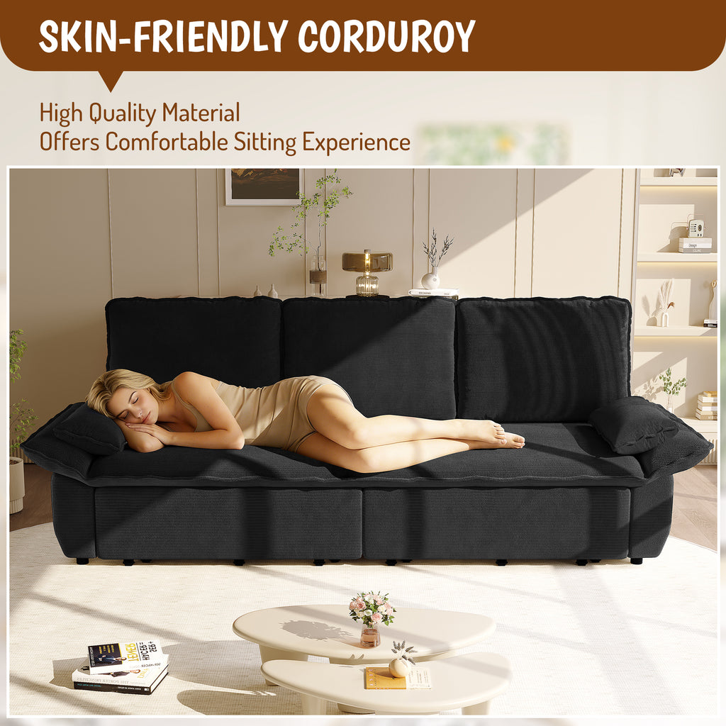 94.5" King Size Pull Out Sofa Bed - 3-in-1 Convertible Sleeper Sofa
