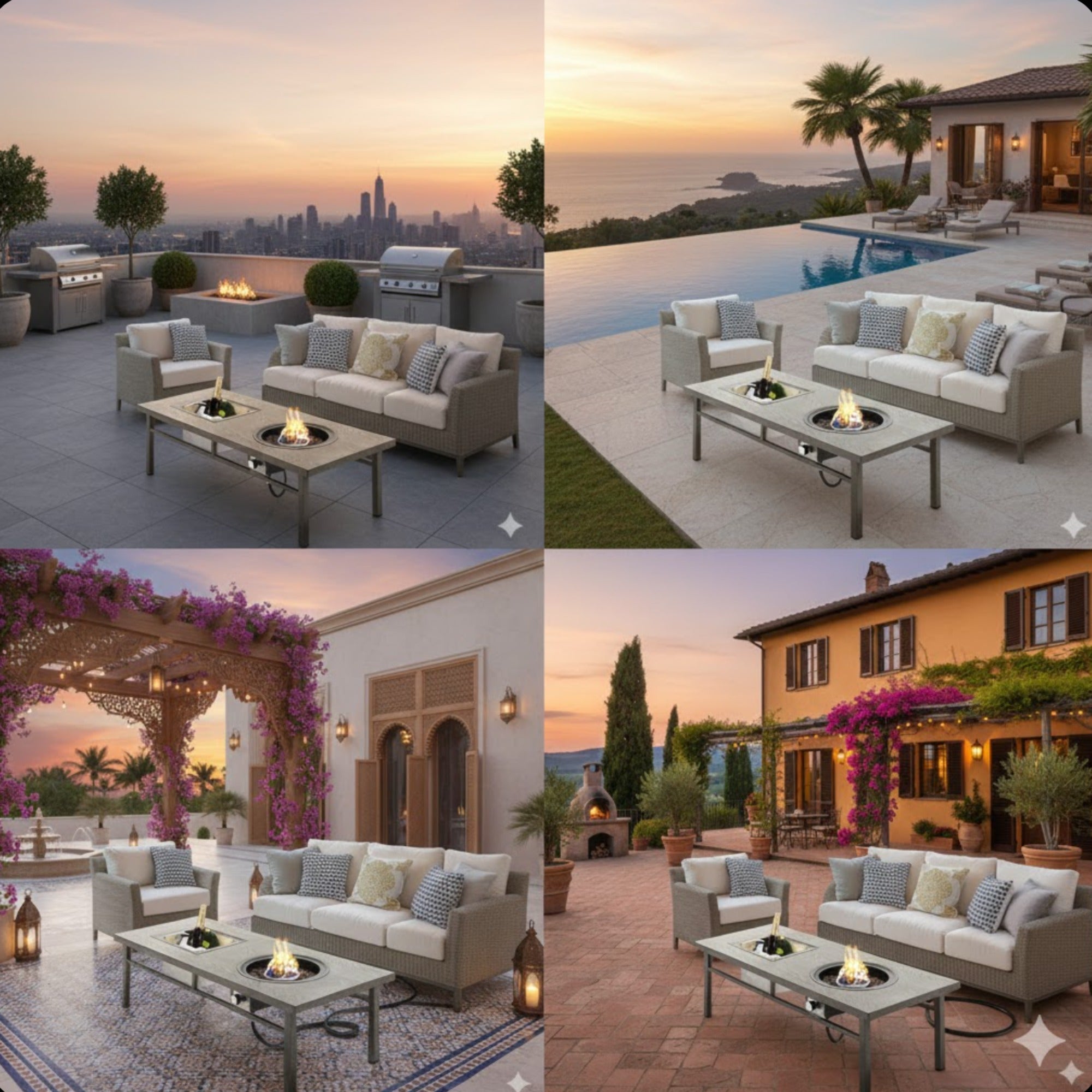47" 3-in-1 Outdoor Aluminum Fire Pit Table