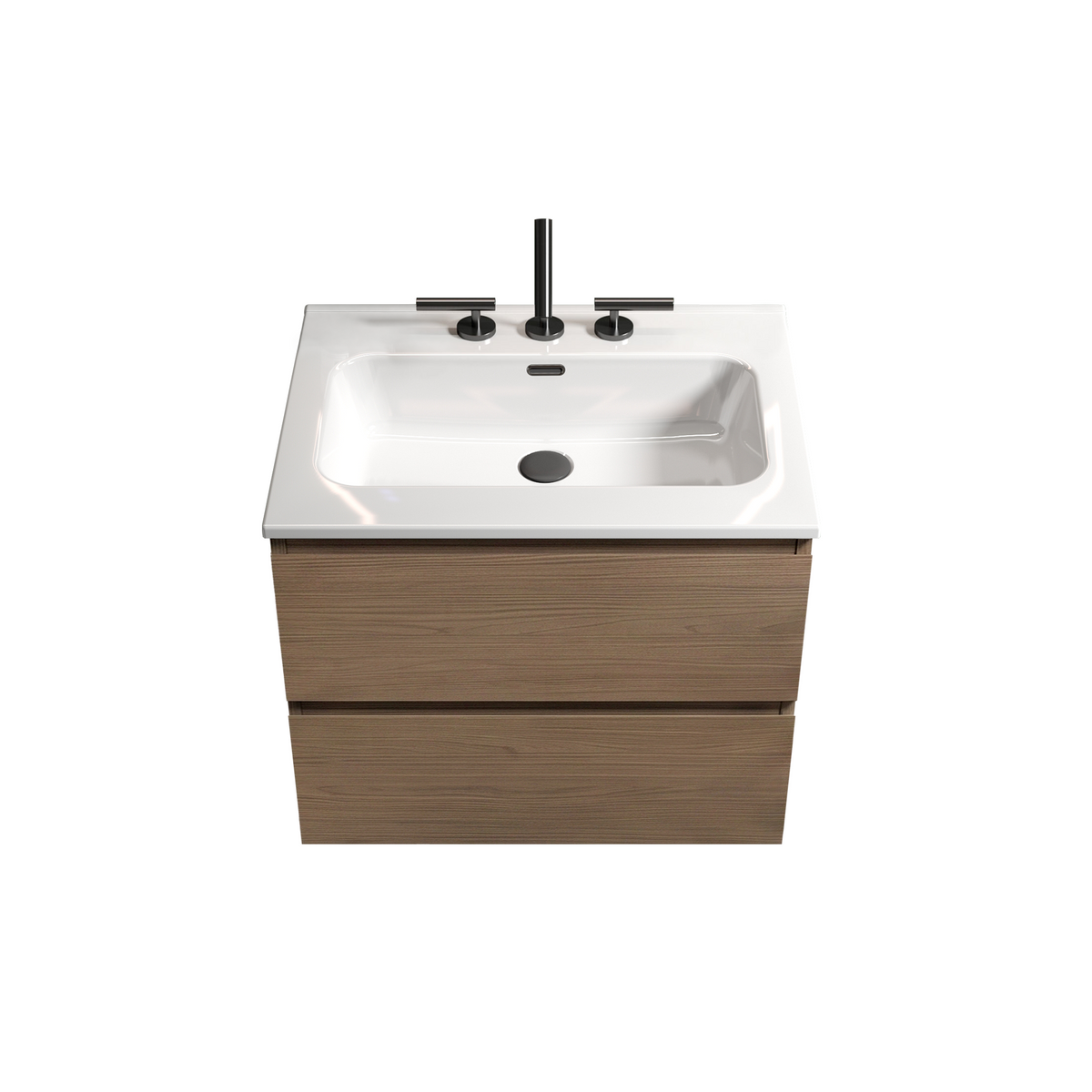 TIA Wall Mount 24" Bathroom Vanity, Walnut Brown, Ceramic Sink