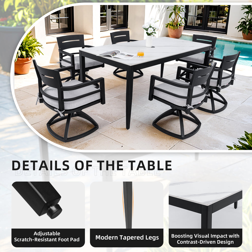 Modern 7PC Outdoor Aluminum Dining Set