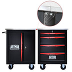 Double-Door Clapboard Multi-Function Tool Cart - Black & Red