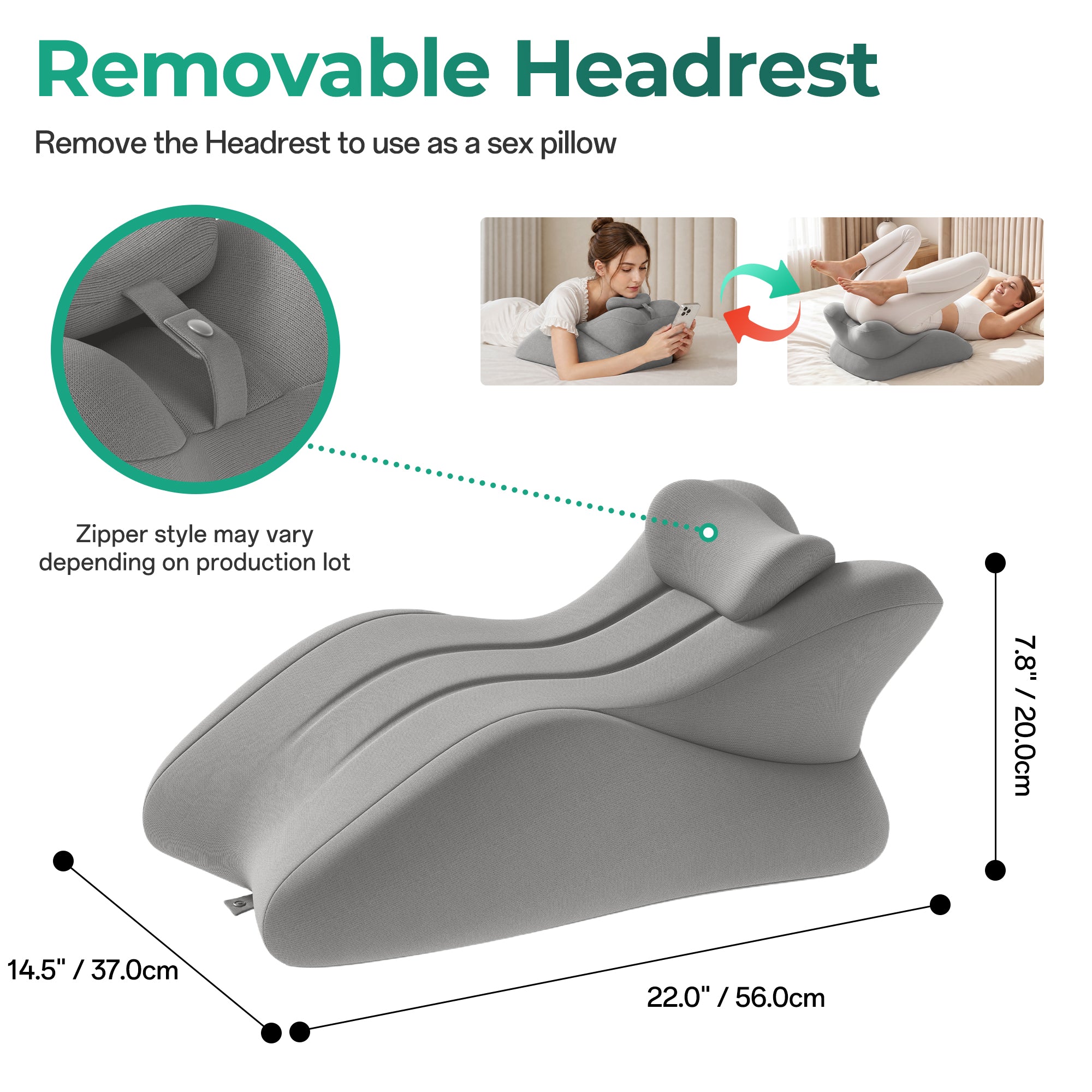 27° Ergonomic Memory Foam Support Pillow for Couples